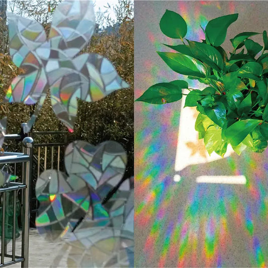 2023 New Rainbow Prism Electrostatic Glass Stickers PVC Leaves Static Window Stickers Suncatcher Sticker Home Wall Decal Decor