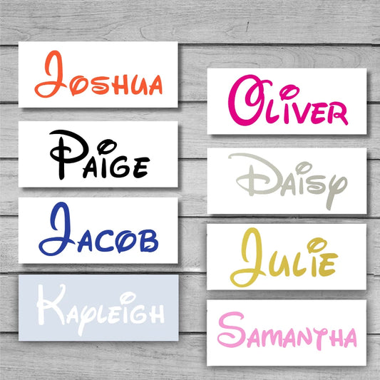 Disney Personalized Vinyl Name Stickers Custom Mickey and Minnie Labels Decals For Water Bottle, Mug, Cup, Phone, Laptop Decor